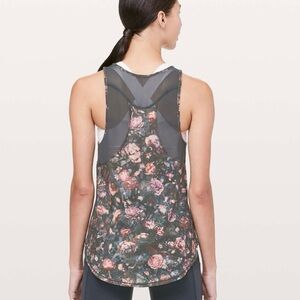 lululemon athletica Floral Racerback Tank - Black with Pink Roses Size S